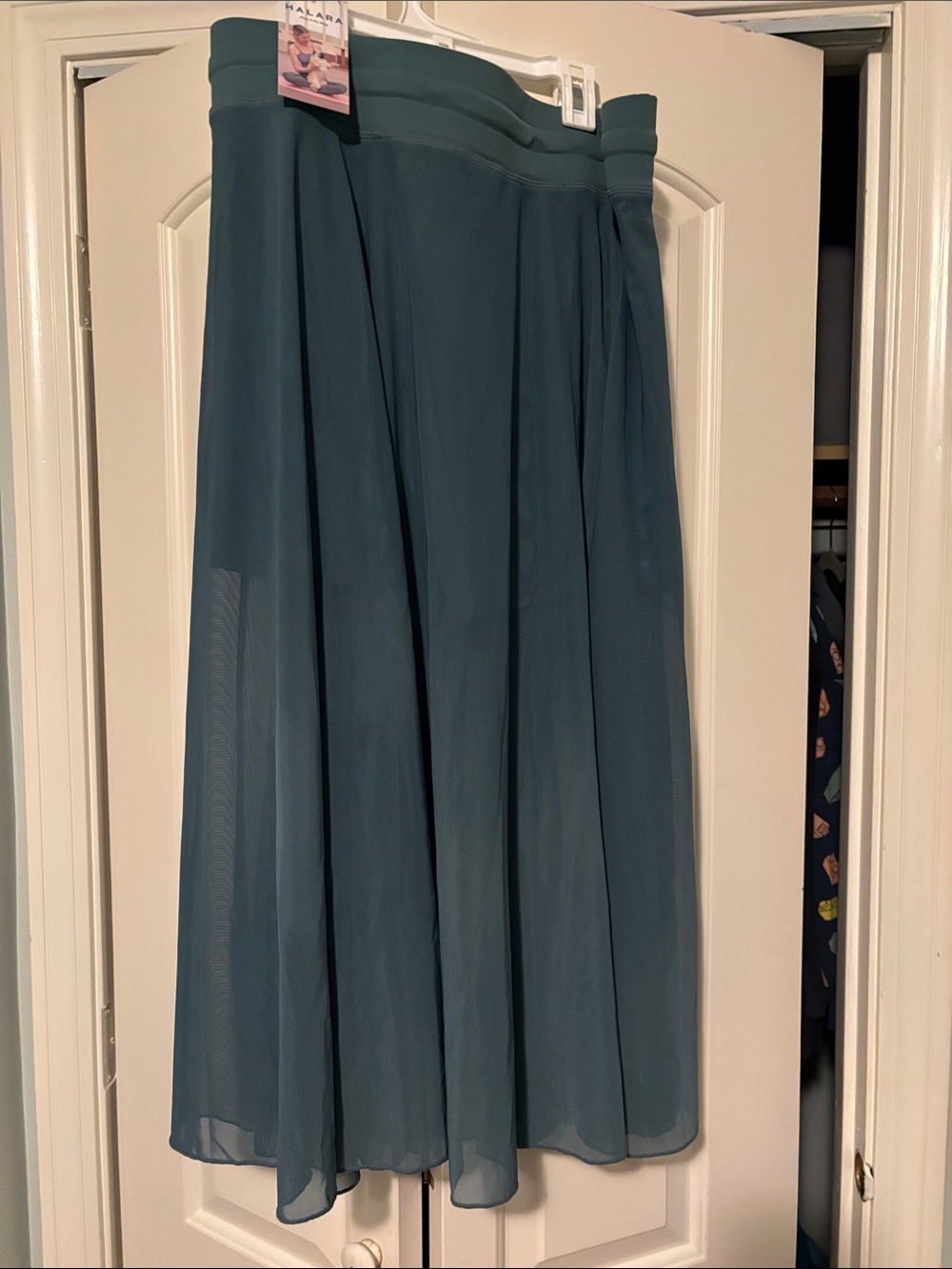 HALARA Women's High Waisted Mineral Blue Flowing Maxi Skirt with Waist Tie - Picture 5 of 8